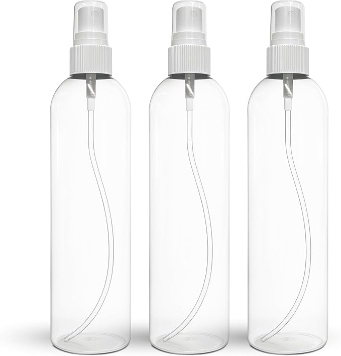 BRIGHTFROM Fine Mist Spray Bottles 8 oz, Empty Refillable Containers - Essential Oils, Disinfectant Spray, Water - Pack of 3
