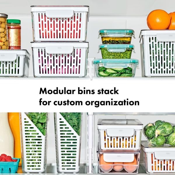 OXO Good Grips Produce Saver – Medium Bin, 13.8 x 7.4 x 4.7 in, White