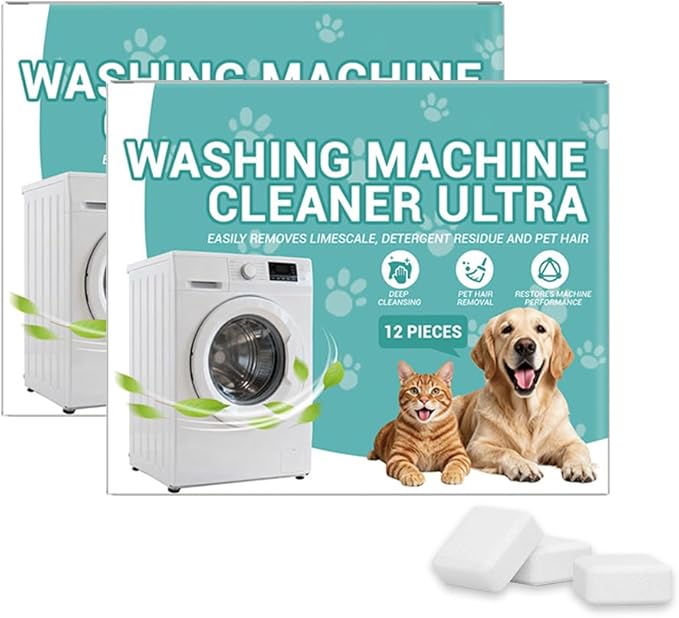 Washing Machine Cleaner Descaler 12 Pack - Deep Cleaning Tablets For Front Loader & Top Load Washer,Helps Remove Residue, Hard Water Buildup & Odor-Causing Deposits (2 pcs)