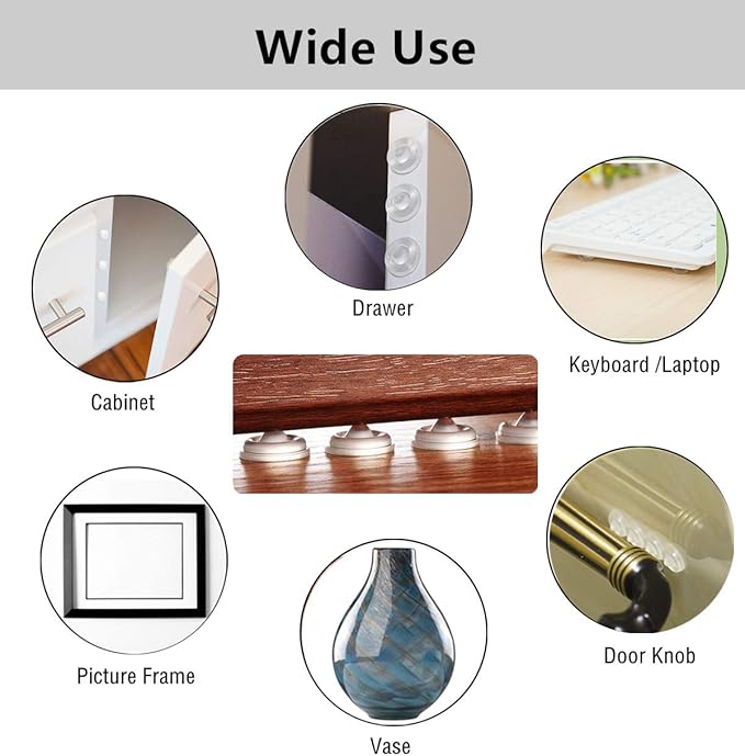 Cabinet Door Bumpers Pads Clear 1/2" 50PCS Soft Close Drawer Bumpers Pads Adhesive Rubber Bumpers for Cabinet Doors Picture Frames Sound Dampening