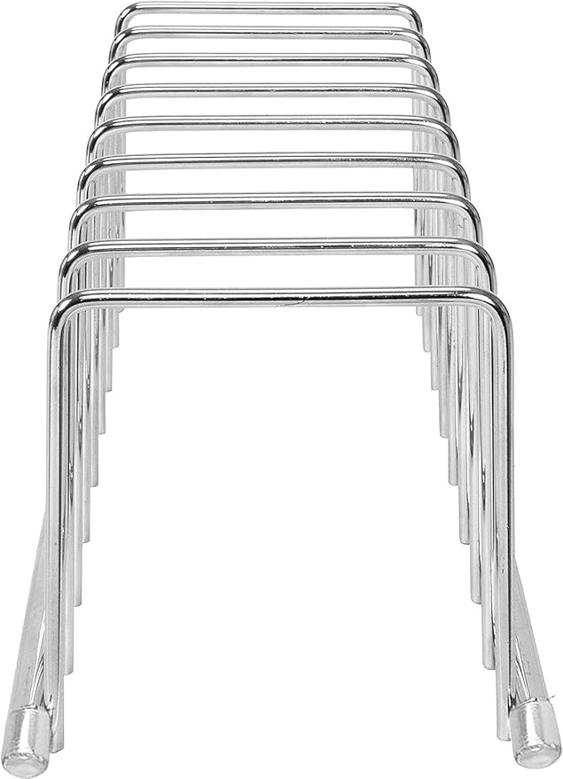 FitWell Kitchen Bakeware Organizer,Plate Racks,Rack for Plastic Lids,Cutting Boards,Cookie Sheets,Pots & Pans Holder,Compact Kitchen Storage,Cabinet Organizer (Chrome)