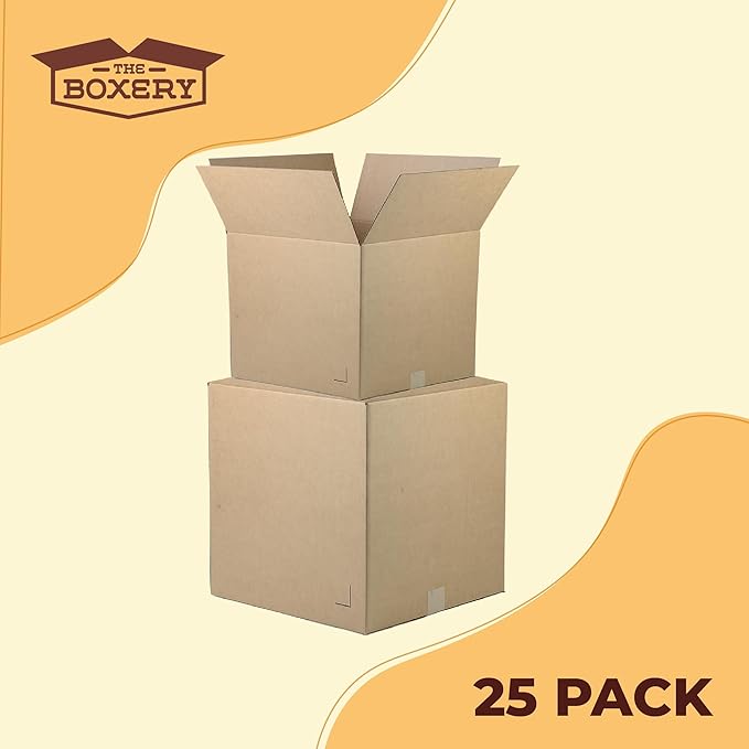 The Boxery Moving Boxes 25-Pack Medium | 18x14x12 inch Brown/Kraft Corrugated Cardboard Packing, Moving & Storage for Business/Home – Durable - Eco-Friendly, Recyclable - Made in the USA