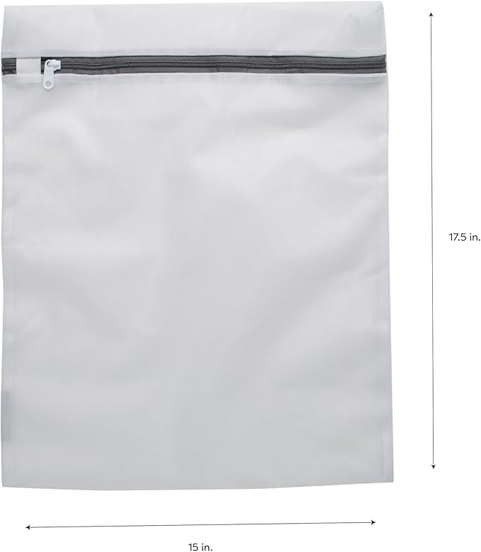 Large Mesh Wash Bag | Laundry | Washing Machine | Zipper Closure | Prevents Pulling and Tearing | Clothes | Garments | Delicates | Socks | White