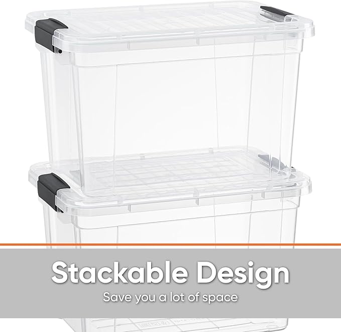 Superio Small Clear Storage Boxes with Lids, 4.75 Quart Plastic Container Bins for Organizing, Stackable Crates, BPA Free, Non Toxic, Odor Free, Organizers for Home, Office and Dorm, 5 Pack