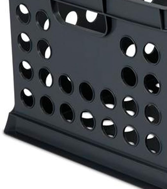 Sterilite Stackable Plastic Storage Crate Bin Organizer File Box with Handles for Home, Office, Dorm, Garage, or Utility Organization, Black, 12-Pack