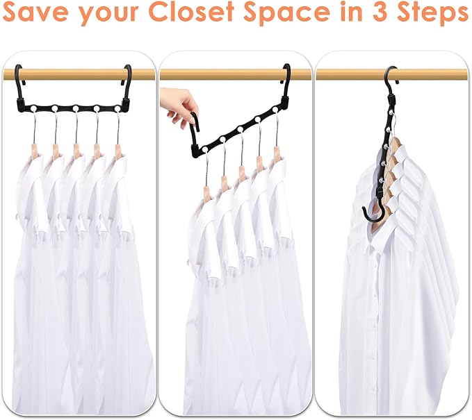 Closet Organizers and Storage, Magic Space Saving Hangers for 60 Heavy Clothes, College Dorm Room Essentials, Sturdy 360° Swivel Hooks Cascading Hanger, Bedroom Home Organization Essentials, 12 Pack