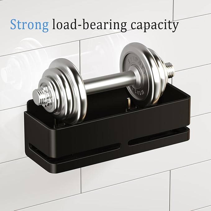 YESENT Bathroom Shower Caddy (5-Piece Set), Wall-Mounted Shelf with soap Dish and Toothbrush Holder, no Drilling Required, Ideal for Bathroom Storage and Also Suitable for Kitchen (Black)