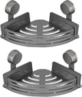 HIDEZHI Triangle Suction Cup Shower Caddy, Suction Cup Corner Shower Shelf, No-Drill Bathroom Corner Caddy, Triangle Suction Cup Corner Shelves, Removable Wall Storage Rack (Gray*2)