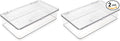 Isaac Jacobs Small Stackable Organizer Bin (10.75” x 6.5” x 2.4”) w Hinged Lid Clear Storage Box Home Office School Fridge Bathroom Kitchen Pantry Container BPAFree Food Safe (Small Clear) (Pack of 2)