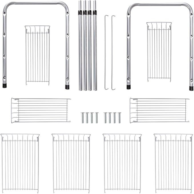 FlagShip 2 Tier Under Sink Organizers and Storage Rack Expandable Cabinet Shelf for Kitchen Bathroom Silver (17-25 inches)
