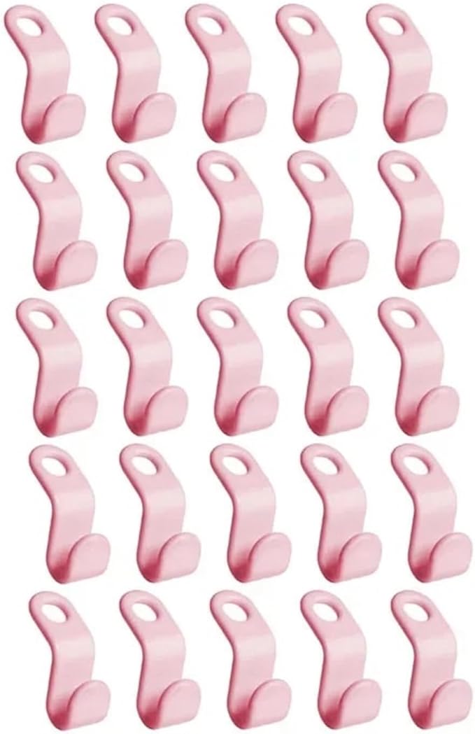 Clothes Hanger Connector Hooks 250 Pcs Plastic Clothes Hanger Cascade Hooks - Space Saving Connectors for Wardrobe Closet Organization for Heavy Duty Cascading Connection(Pink)