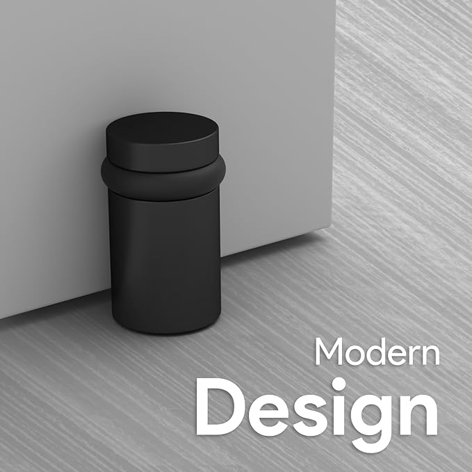 Mega Handles Floor Door Stopper, Black Stopper Quickly Installed Wall Protector, Wall Protectors from Door Knobs, Floor Door Stop with Mounting Hardware Included - Matte Black - 2 Inch