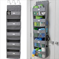 GORILLA GRIP Over The Door Organizer Storage, 5 Deep Hanging Shelves, Holds 50lbs, Closet Organizers Shelf for Bedroom, Shoes, Bathroom, Nursery, Dorm Essentials, 3 Metal Hooks, 58x15 Inches, Gray