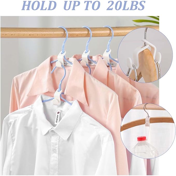 50 PCS Space Saving Hanger Connector Hooks - Heavy Duty Cascading Connection for Closet Organizers & Storage Extender, Durable Plastic Stacking Space Saver Clothes Connector Hooks (White)