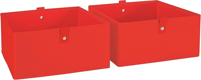 RiverRidge Kids 2pc Folding Storage Bins Set - 10.5” Bin Organizers with Handles - Red Closet Organizers and Storage for Toys, Games, Shoes - Foldable Cube Storage Organizer Bins for Playroom, Nursery