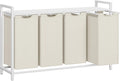 VASAGLE Laundry Hamper, Laundry Basket, Laundry Sorter with 4 Pull-Out and Removable Bags, Shelf, Metal Frame, 4 x 10.6 Gallons (40 L), 45.7 x 13 x 28.4 Inches, Cream White and Cloud White UBLH401W01