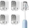 OIZOIZ 4 Pack Mini Toothbrush Holder Wall Mounted with Cover, Single Slot Toothbrush Storage Organizer for Shower, Compact Toothbrush Holders for Bathroom & Travel, Ideal for Family Tooth Brushes