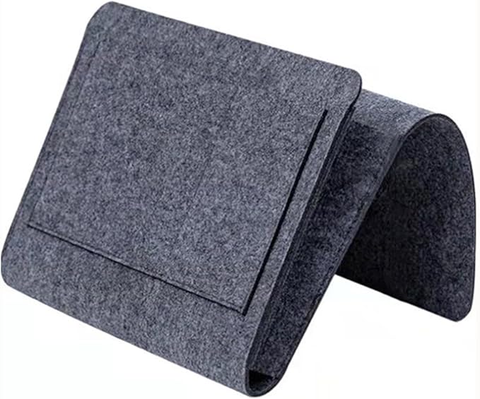 Bringsine 5 Pockets Bedside Caddy, Felt Bed Storage Organizer Hanging Bag Holder for Magazine Book Phone Tablet iPad Cables Remote and Glasses Holder Home Dorm Bed Sofa-Dark Gray
