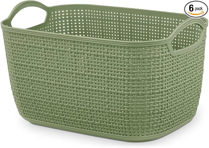 Whitmor Resin Tote Link Stitch, Light Green, 2 Pack/Set, Total 3 Sets，6 Packs