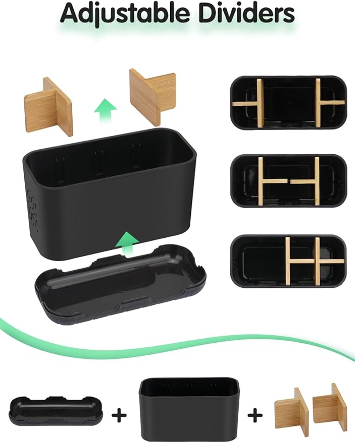 Black Toothbrush Holder, Bamboo Toothbrush and Toothpaste Holder with Drainage, Electric Kids Matte Black Toothbrush Holders Set Organizer for Bathrooms Countertop Accessories Storage