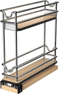 Rev-A-Shelf 3" Pullout Organizer for Cabinets, 2 Tier Narrow Upright Shelf, 5WU2-3N1-1
