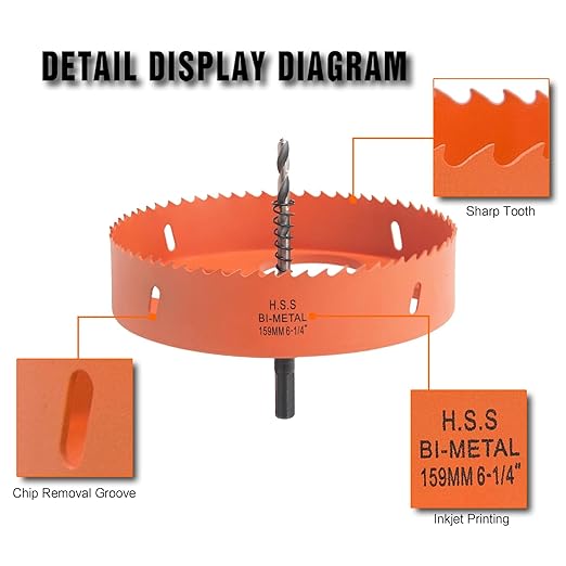 6.25 Hole Saw for Recessed Lights Can Lights, 6-1/4 Inch Hole Cutter with Dust Bowl Catcher for Led Recessed Lighting 6 Inch and Wood Metal Drywall, Bi-Metal Construction