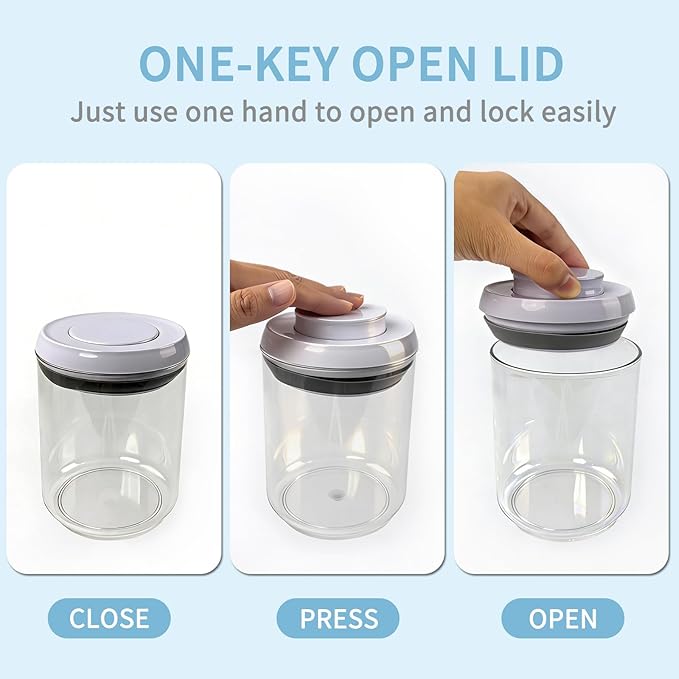 Airtight Pop Top Food Storage Container Sets with Lids 4Pcs Round Pop Containers for Kitchen Pantry Organization BPA-Free Stackable Kitchen Storage Containers for Cereal Flour Sugar (0.6, 1.7qt)*2