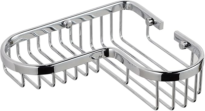 SANLIV Shower Caddy Basket,Corner Shower Shelf Soap Holder,Brass Wire Basket for Inside Shower Wall Storage Bathroom Organizer in Polished Chrome