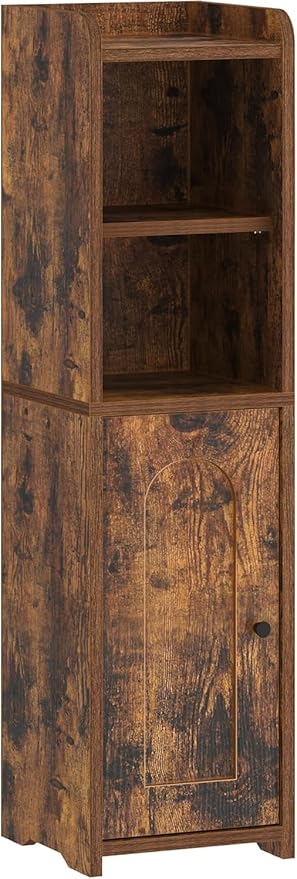 Bathroom Storage Cabinet, Corner Floor Cabinet with Doors and Adjustable Shelf, Narrow Toilet Paper Cabinets, Bathroom Organizer for Small Spaces, Brown BC19701X