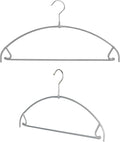 Mawa by Reston Lloyd Euro Ultra Light/Thin Series, Non-Slip Space Saving Clothes Hanger with Bar & Hook for Pants and Skirts, Style 42/PTU, Set of 2, Silver
