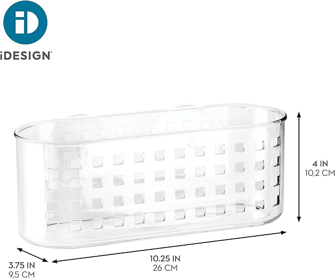 iDesign Hanging Suction Shower Caddy Basket for Bathroom Storage - Clear - Made in USA