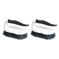 Amazon Basics All Purpose Rectangular Scrub Brush, Hard Bristle, Stiff Bristles, Sturdy, Ergonomic Long Handle, Durable, 2-Pack, White & Black