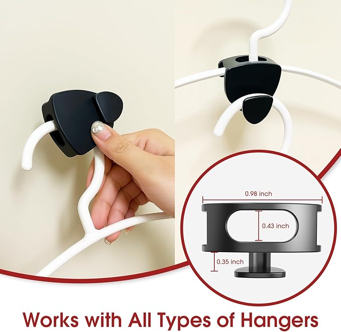 Space Saving Hanger Hooks 30Pcs, Upgrade Heavy Duty Space Saver Hangers Connector Hooks for Clothes, Premium Hanging Closet Organizer for Dorm, Ganchos para Colgar Ropa, Black