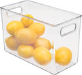 mDesign Plastic Modern Kitchen, Pantry Food Storage Container Bin w/ Handles - Cabinet, Fridge/Freezer, Countertop Organizer - Snacks/Drink/Appliances; Ligne Collection, Clear, 12x6x7.75 (Pack of 1)