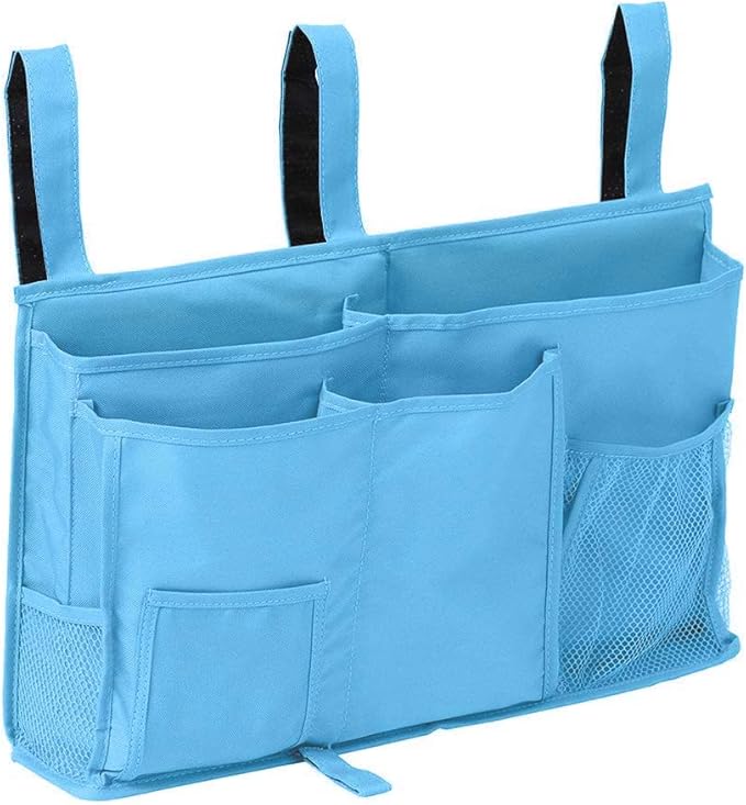 Createy Bedside Caddy Hanging Organizer Storage Bag Pocket for Bunk and Hospital Beds, College Dorm Rooms, Baby Bed Rails, Camp - 4 Pockets and 2 Hooks