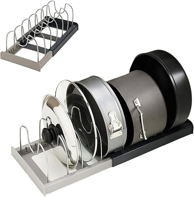 Pot Lid Rack and Baking Pan Cookware Storage Organizers Inside Cabinet for Under Cabinet