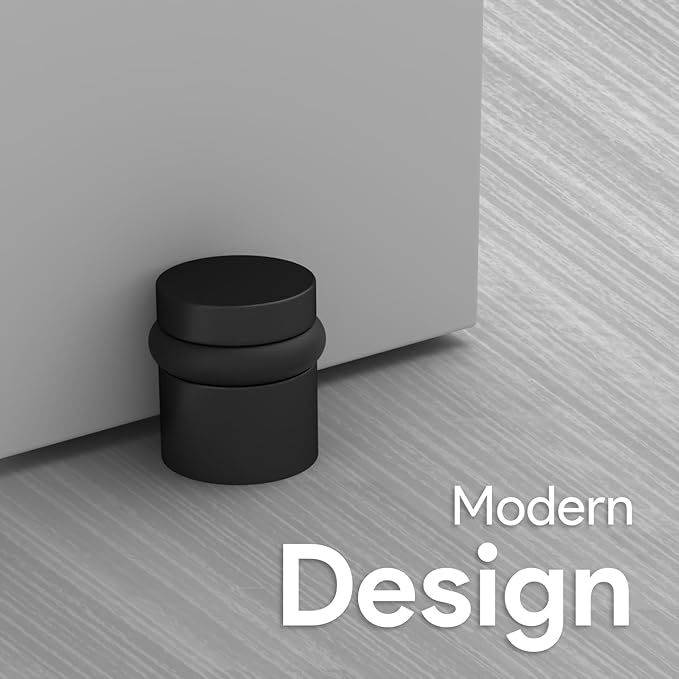 Mega Handles Floor Door Stopper, Black Stopper Quickly Installed Wall Protector, Wall Protectors from Door Knobs, Floor Door Stop with Mounting Hardware Included - Matte Black - 1.5 Inch