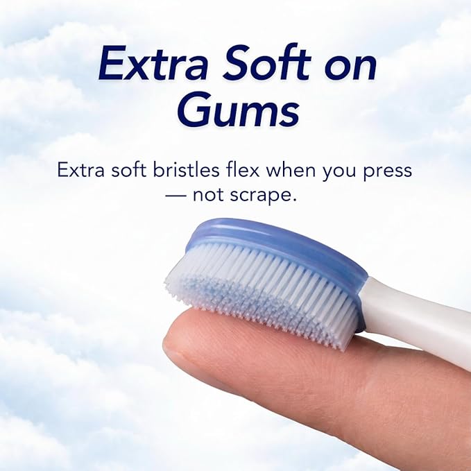 Extra Soft Toothbrush for Adults with Sensitive Gums – Ultra-Soft TPU Bristles, BPA & PFAS Free, Reusable Handle with 2 Replaceable Brush Heads + Travel Covers