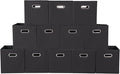 Fabric storage bins Cubes, Fabric Cube Organizer with Handle, Foldable Cube Bins for Cloth or Accessary Storage, 11x11x11, Set of 12, (Black)