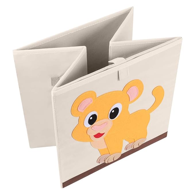 CLCROBD Foldable Animal Cube Storage Bins Fabric Toy Box/Chest/Organizer for Kids Nursery, 13 inch (Baby Lion)
