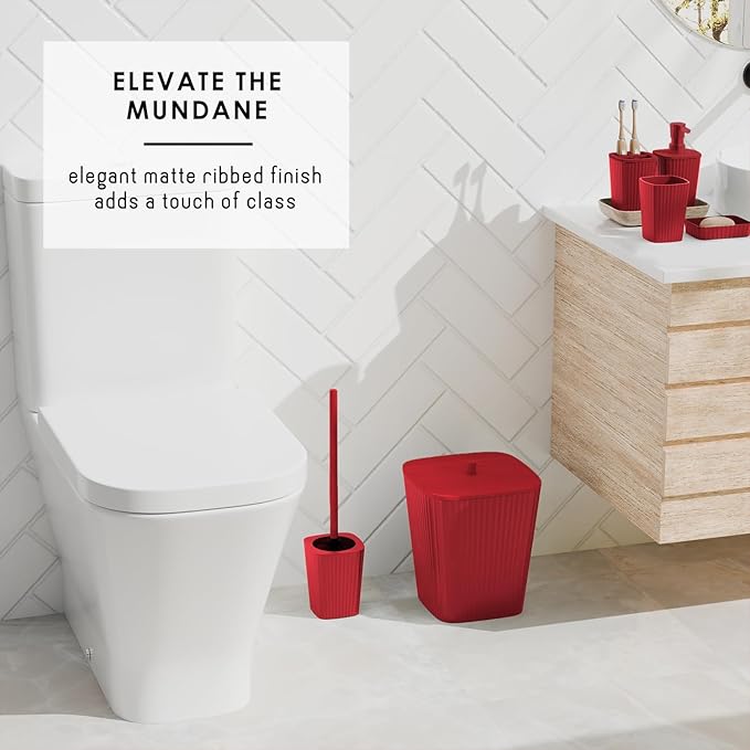Clara Clark Bathroom Set - Christmas Bathroom Accessories Set, 11PC Bathroom Accessory Set, Christmas Bathroom Sets with Adhesive Corner Shower Caddy Hanging, Toilet Brush, Trash Can & Soap Dispenser