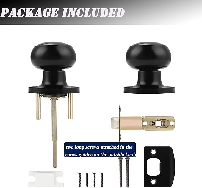 Probrico 6 Pack Round Privacy Door Knob(Thumb Turn Lock on The Inside), Keyless Doorknobs Interior/Exterior Lockset,Privacy Knobs for Bedroom/Bathroom,Black Modern Design Door Hardware