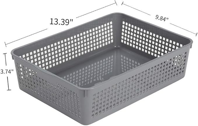 Plastic Organizing Baskets/Storage Tray Baskets,6-Pack,Gray