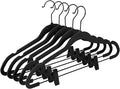 MIZGI Premium All Black Velvet Pants Hangers with Adjustable Clips (Pack of 20) Slim Skirt Hangers- Non Slip Felt Outfit Dress Hangers- Black Hooks,Space Saving Shirt Clothes Hangers
