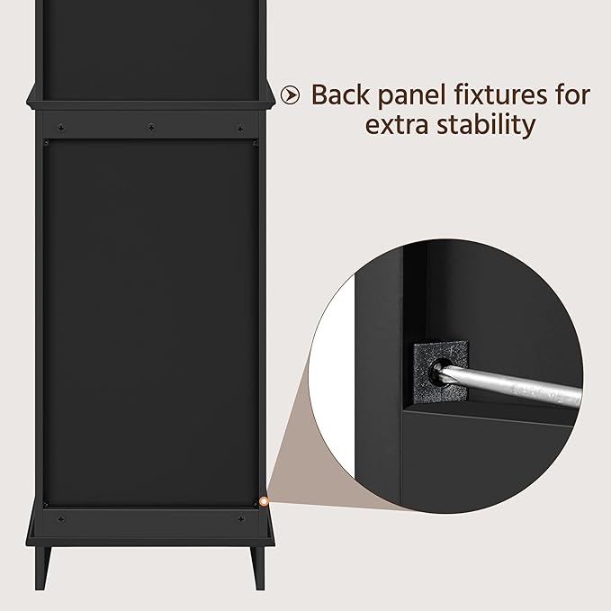 Yaheetech 60.5" Freestanding Bathroom Storage Cabinet, Tall Slim Floor Cabinet with 3 Shelves & Door, Space Saving Organizer, Home Storage Furniture, Black