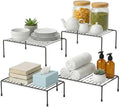 Evelots Kitchen Cabinet Wire Shelf Organizer/Rack - 4 Pack Sturdy Large Metal Shelf Risers - Double Your Counter Space - Great for Kitchen, Freezer, Pantry and Bathroom - Rustproof - Black