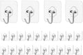 Adhesive Hooks Kitchen Wall Hooks - 24 Packs Heavy Duty 24lb(Max) Nail Free Transparent,Waterproof,Sticky Stainless Hangers for Keys,Bathroom, Shower, Outdoor, Kitchen,Door,Home Improvement,Utility