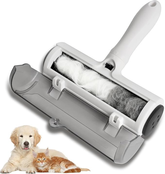 Reusable Lint Roller for Pet Hair – Extra Sticky Washable Dog & Cat Fur Remover Roller, Portable Lint Remover Brush on Furniture, Couch, Carpet, Car, Rugs & Bedding – Eco-Friendly, No Refills Needed