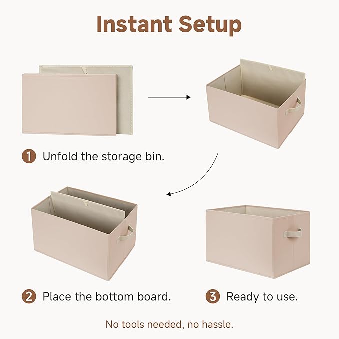 StorageWorks Storage Baskets for Shelves, Closet Organization and Storage Bins, Fabric Organizer Baskets for Clothes, Light Brown, 3-Pack, Extra Large