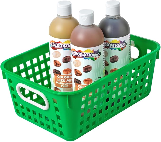 Really Good Stuff Medium Plastic Book Baskets, 11" by 7½" by 4½" - 6 Pack, Group Color | Versatile Storage Solution for Classroom, Home and Office l Toy Storage, Multi-Purpose Organizer Basket